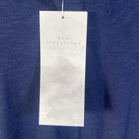 New Directions Navy Blue Tie Front Tee Sz L NWT - Picture 5 of 6